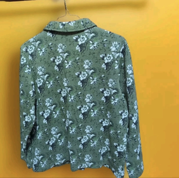 Blair Snap Button Front Shacket Shirt Jacket Sz Med Fleece Green White Black - Picture 2 of 9